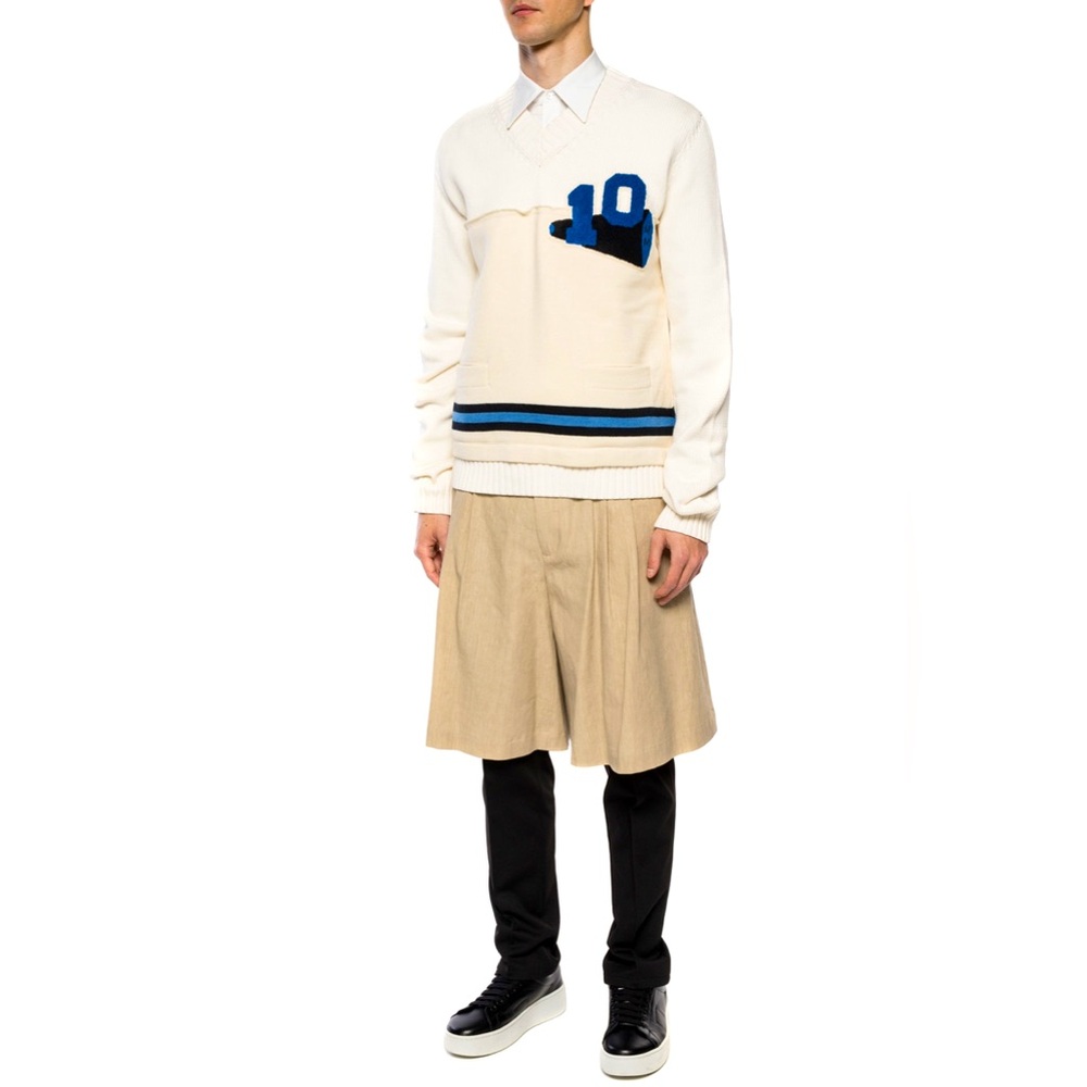 Maison Margiela Sweater College Varsity Reconstructed V Neck Sweater Mens Sz M